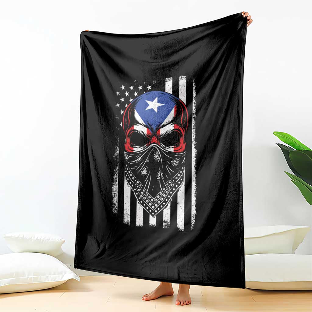 Skull Puerto Rican American Flag Throw Blanket With Bandana TS10 Print Your Wear