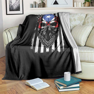 Skull Puerto Rican American Flag Throw Blanket With Bandana TS10 Print Your Wear