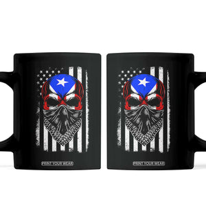 Skull Puerto Rican American Flag Coffee Mug With Bandana TS10 Black Print Your Wear