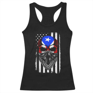 Skull Puerto Rican American Flag Racerback Tank Top With Bandana TS10 Black Print Your Wear