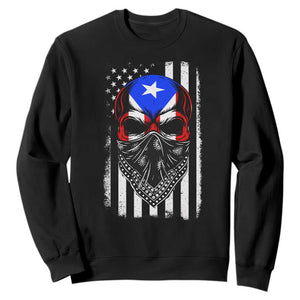 Skull Puerto Rican American Flag Sweatshirt With Bandana TS10 Black Print Your Wear