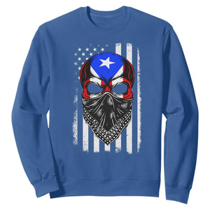 Skull Puerto Rican American Flag Sweatshirt With Bandana TS10 Royal Blue Print Your Wear