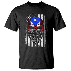 Skull Puerto Rican American Flag T Shirt With Bandana TS10 Black Print Your Wear