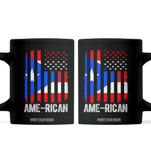 Puerto Rican American Flag Coffee Mug AME-RICAN Boricua Pride TS10 Black Print Your Wear