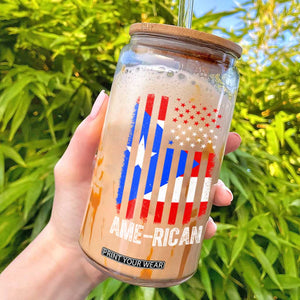 Puerto Rican American Flag Glass Can AME-RICAN Boricua Pride TS10 Black Print Your Wear