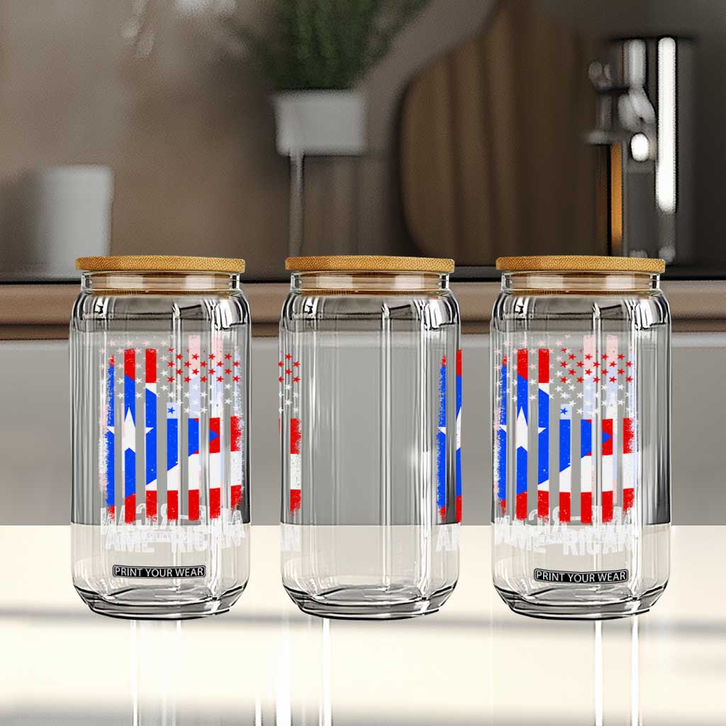 Puerto Rican American Flag Glass Can AME-RICAN Boricua Pride TS10 Print Your Wear