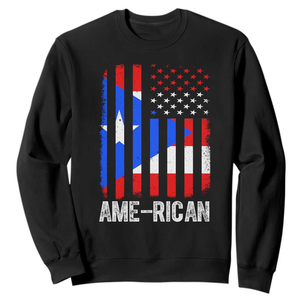 Puerto Rican American Flag Sweatshirt AME-RICAN Boricua Pride TS10 Black Print Your Wear