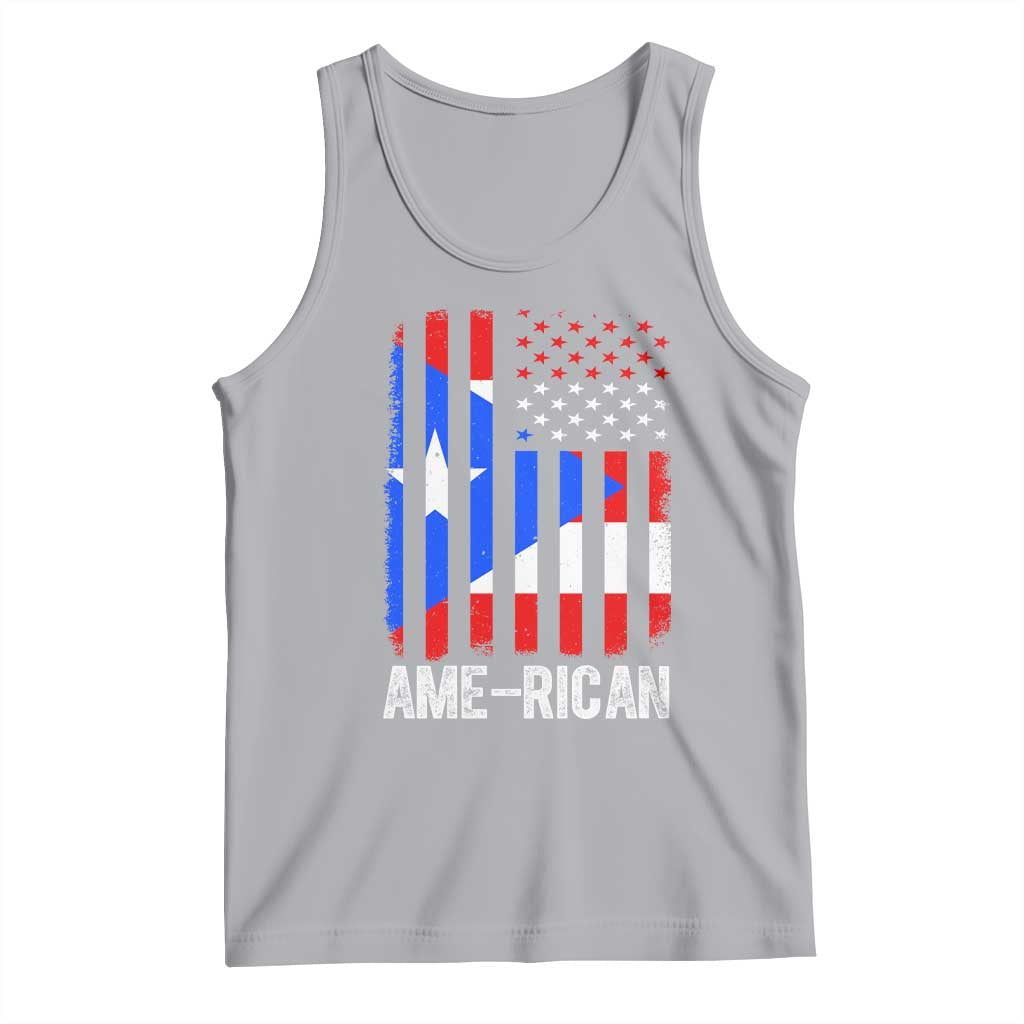 Puerto Rican American Flag Tank Top AME-RICAN Boricua Pride TS10 Athletic Heather Print Your Wear