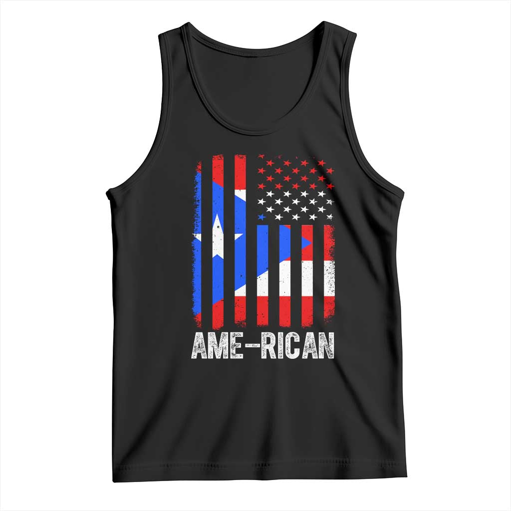 Puerto Rican American Flag Tank Top AME-RICAN Boricua Pride TS10 Black Print Your Wear