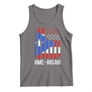 Puerto Rican American Flag Tank Top AME-RICAN Boricua Pride TS10 Deep Heather Print Your Wear