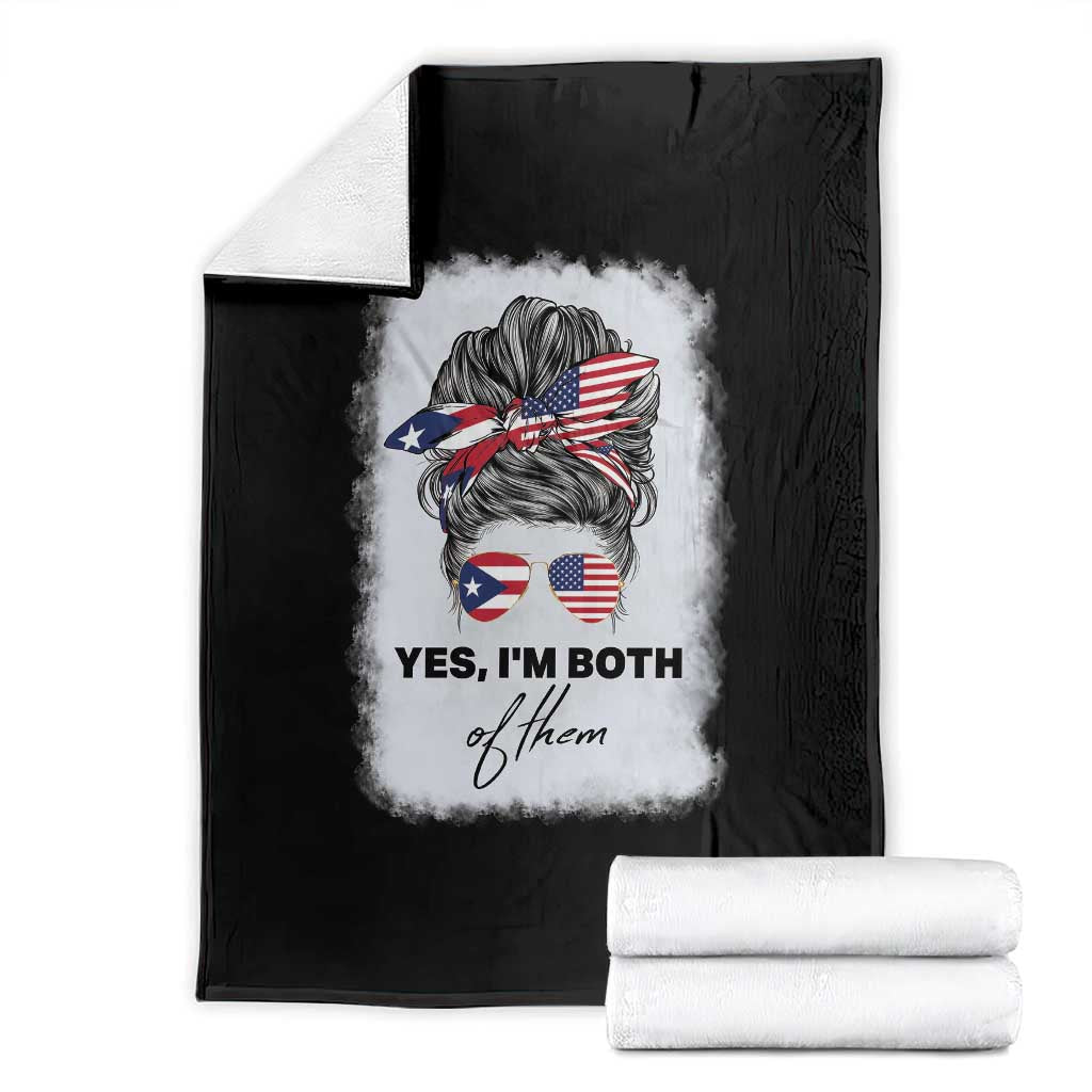 Yes I’m Both Puerto Rican American Throw Blanket Messy Bun Boricua Woman Pride TS10 Black Print Your Wear