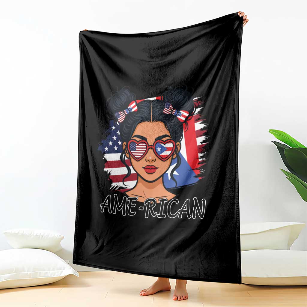 Puerto Rican American Girl Throw Blanket AME-RICAN Boricua Pride TS10 Print Your Wear