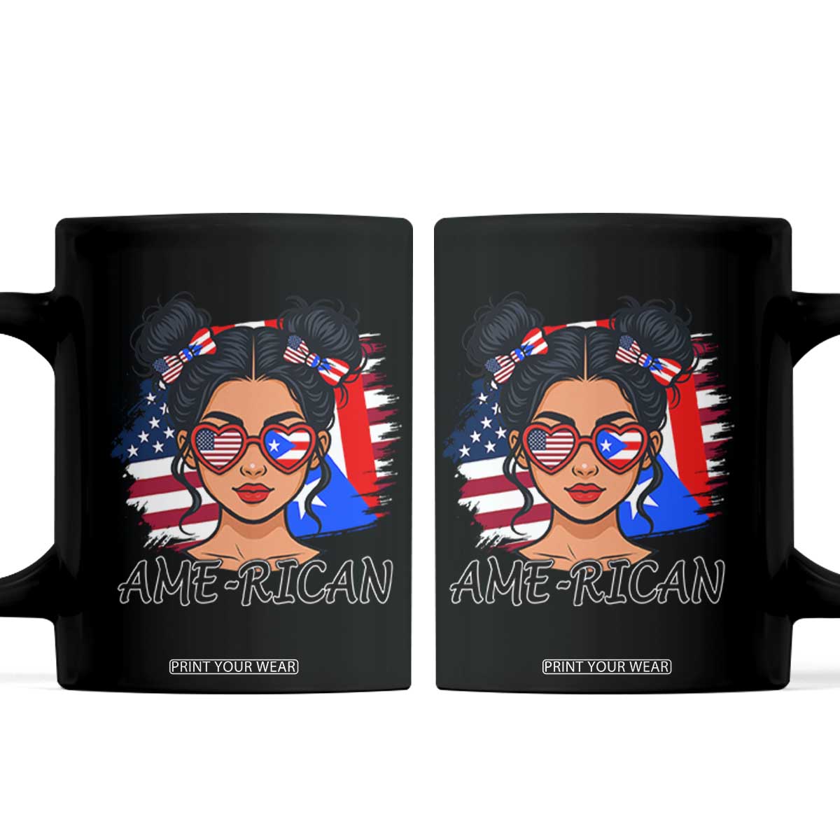 Puerto Rican American Girl Coffee Mug AME-RICAN Boricua Pride TS10 Black Print Your Wear