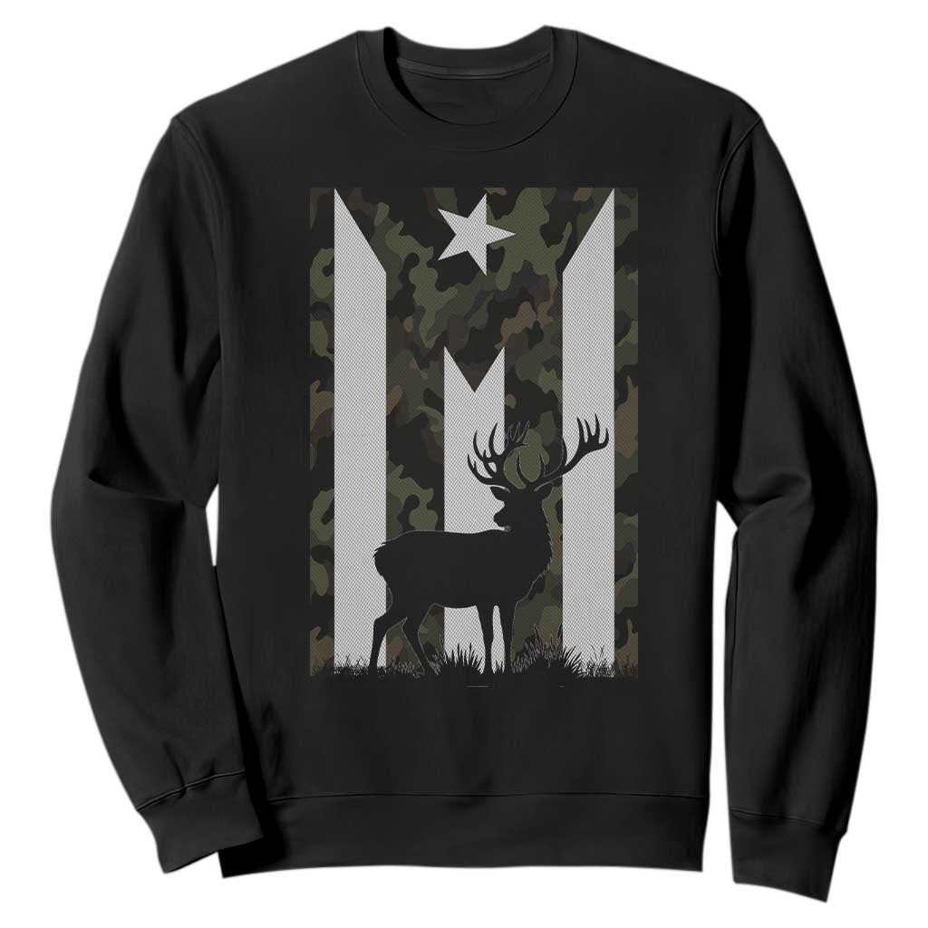 Deer Hunting Camo Puerto Rican Flag Sweatshirt Boricua Hunters TS10 Black Print Your Wear