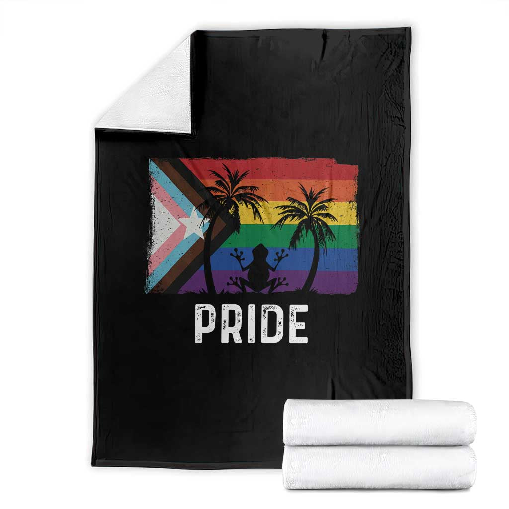 Puerto Rican LGBTQ Throw Blanket Boricua Rainbow Flag Pride TS10 Black Print Your Wear