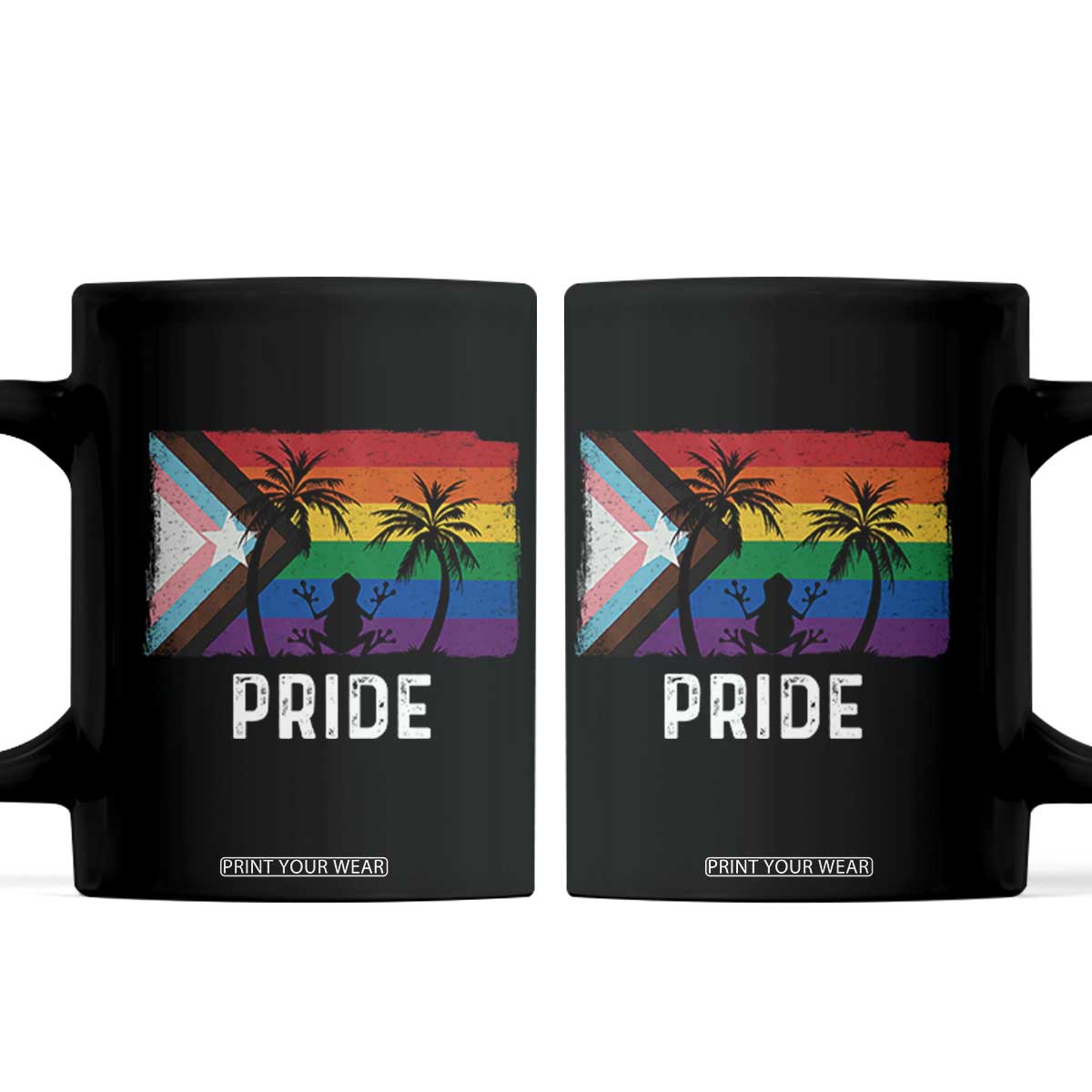 Puerto Rican LGBTQ Coffee Mug Boricua Rainbow Flag Pride TS10 Black Print Your Wear