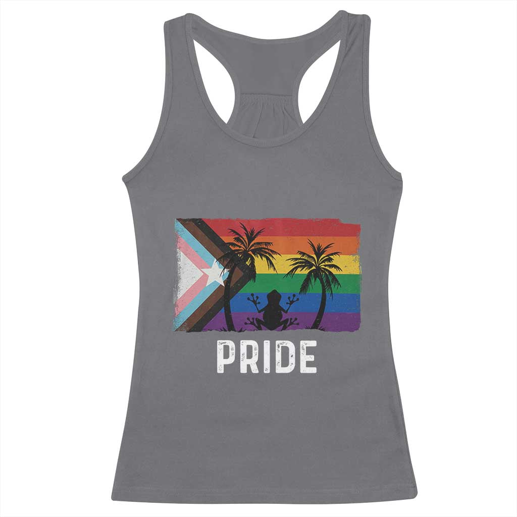 Puerto Rican LGBTQ Racerback Tank Top Boricua Rainbow Flag Pride TS10 Charcoal Print Your Wear