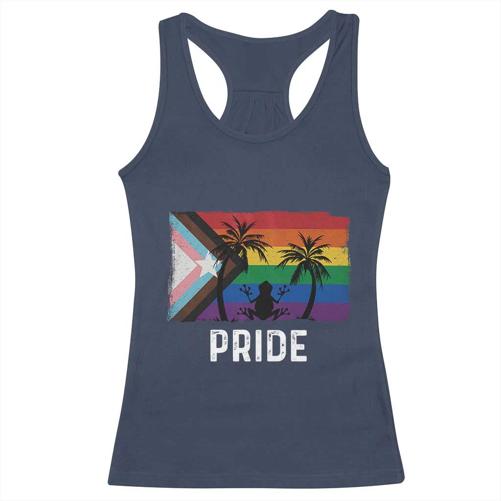 Puerto Rican LGBTQ Racerback Tank Top Boricua Rainbow Flag Pride TS10 Navy Print Your Wear