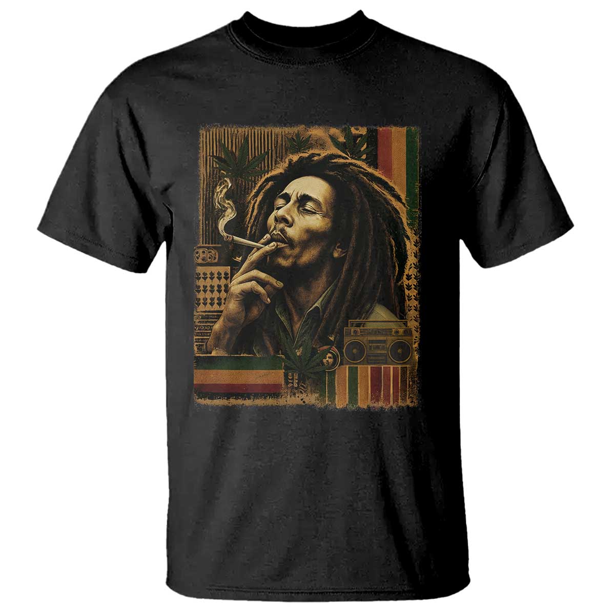 Vintage Marley T Shirt - Rastaman Rastafari Music Vibes Only Rasta Jamaica Reggae Tee TS10 Black Print Your Wear