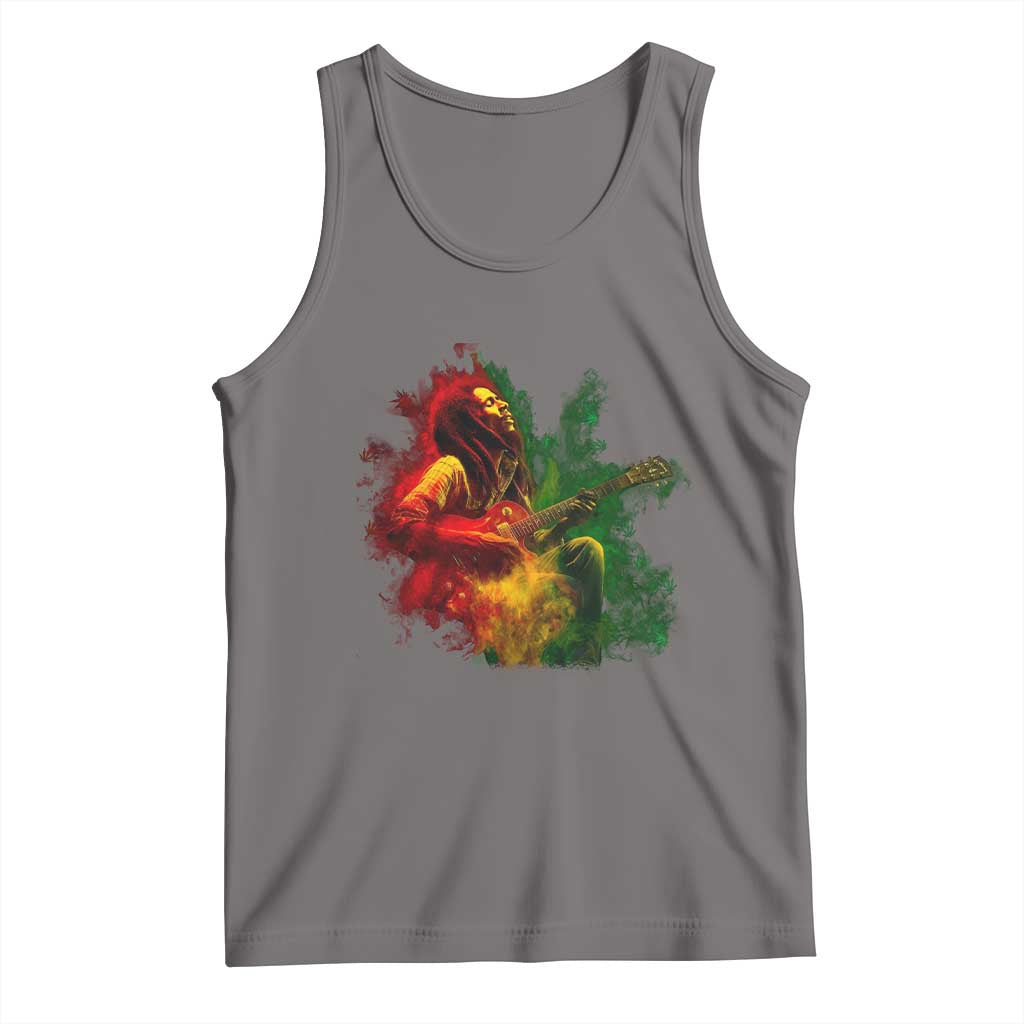 Marley Guitarist Tank Top Smoke Cannabis Leaf 420 Rastafari Rasta Reggae Music TS10 Deep Heather Print Your Wear