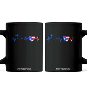 Puerto Rico Flag Coffee Mug Heartbeat EKG Pulse Boricua Pride Summer Beach TS10 Black Print Your Wear