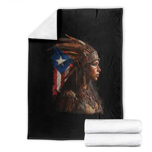 Puerto Rico Taino Warrior Woman Throw Blanket Boricua Pride TS10 Black Print Your Wear
