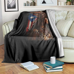 Puerto Rico Taino Warrior Woman Throw Blanket Boricua Pride TS10 Print Your Wear