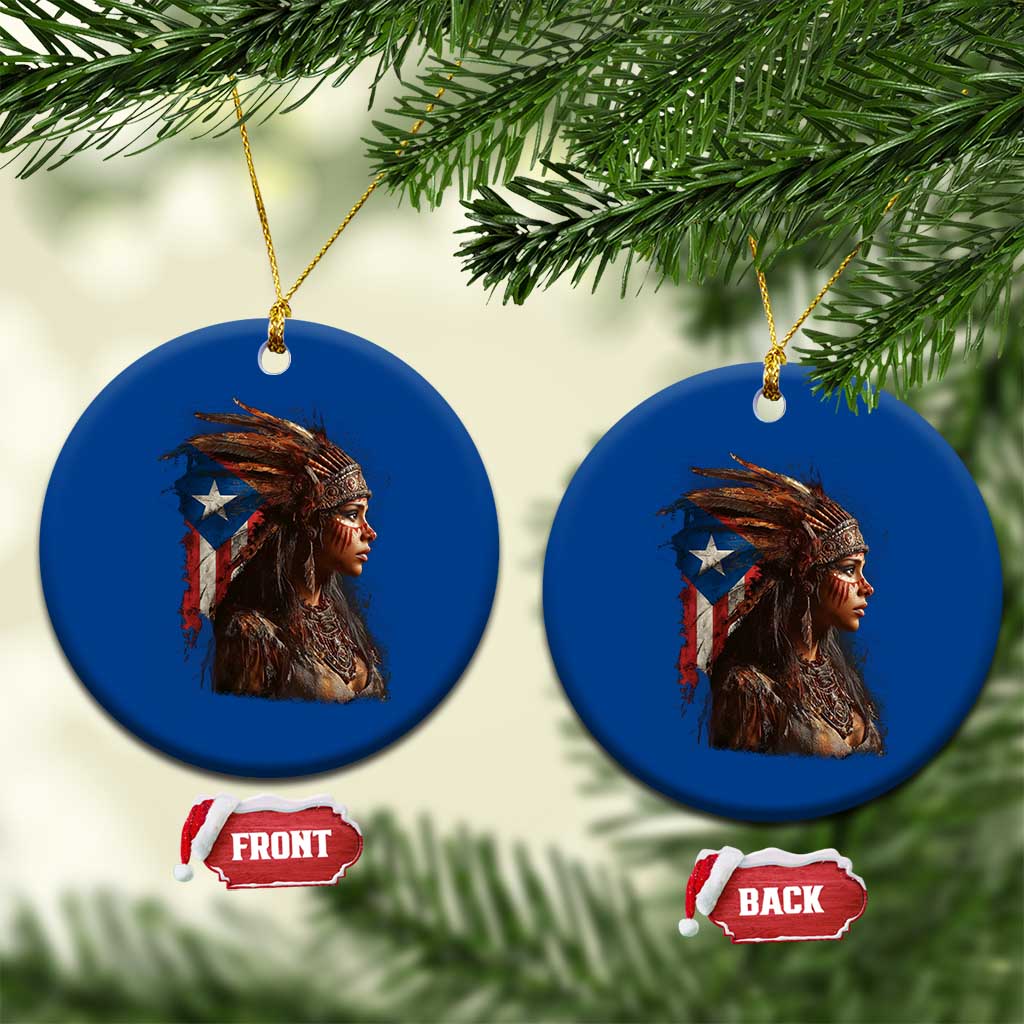 Puerto Rico Taino Warrior Woman Ceramic Ornament Boricua Pride TS10 1pc Blue Print Your Wear