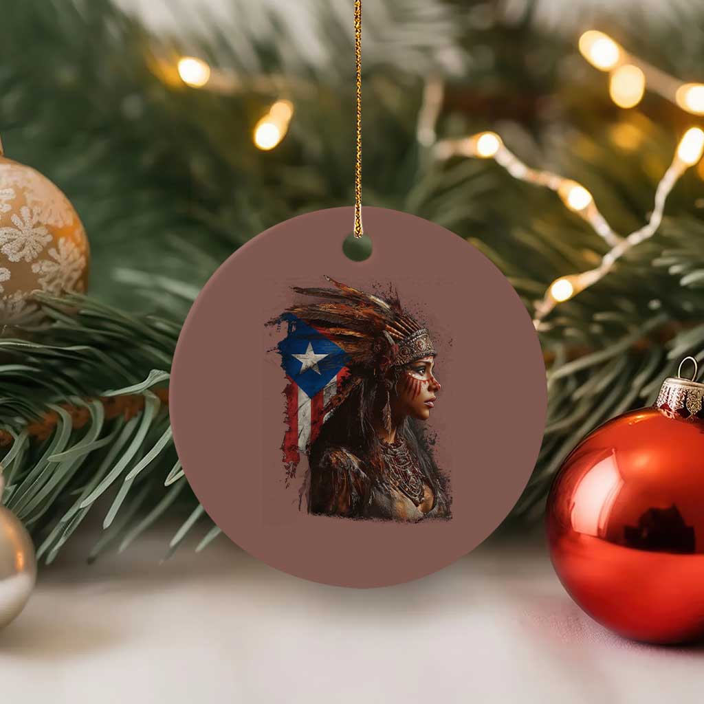 Puerto Rico Taino Warrior Woman Ceramic Ornament Boricua Pride TS10 1pc Mocha Print Your Wear