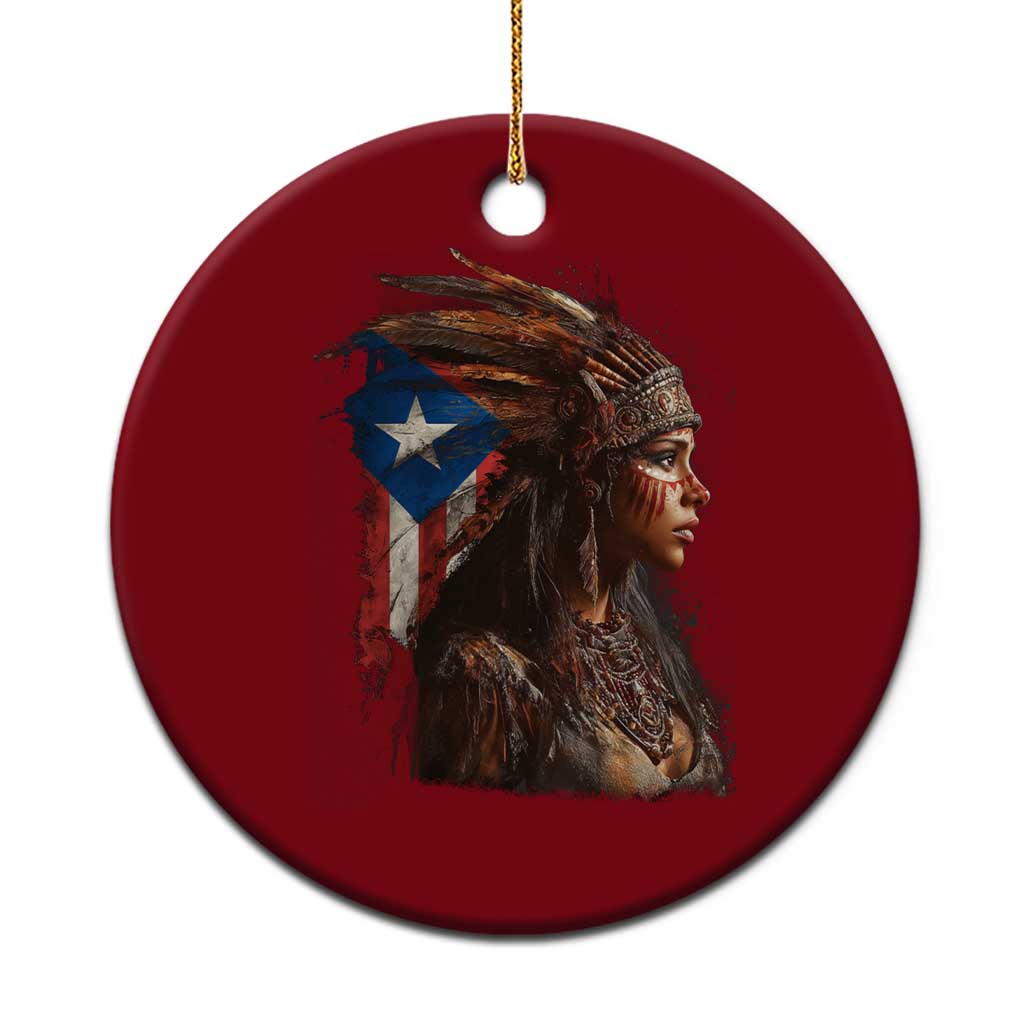 Puerto Rico Taino Warrior Woman Ceramic Ornament Boricua Pride TS10 1pc Red Print Your Wear