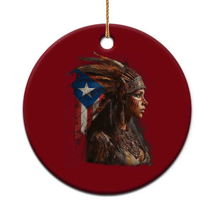 Puerto Rico Taino Warrior Woman Ceramic Ornament Boricua Pride TS10 1pc Red Print Your Wear