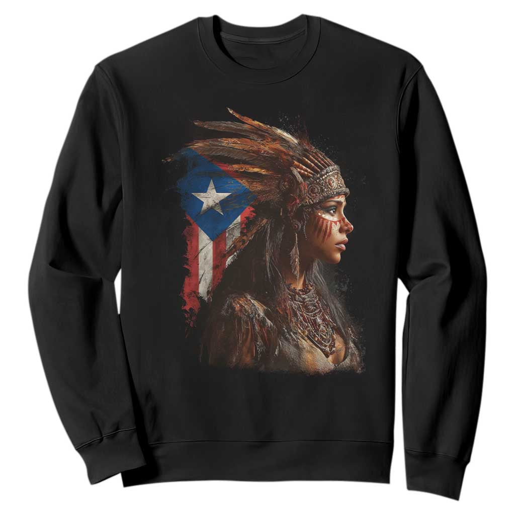 Puerto Rico Taino Warrior Woman Sweatshirt Boricua Pride TS10 Black Print Your Wear