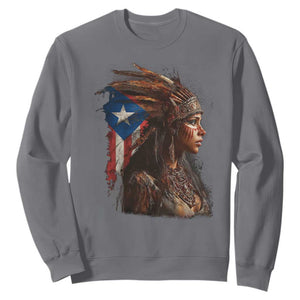 Puerto Rico Taino Warrior Woman Sweatshirt Boricua Pride TS10 Charcoal Print Your Wear