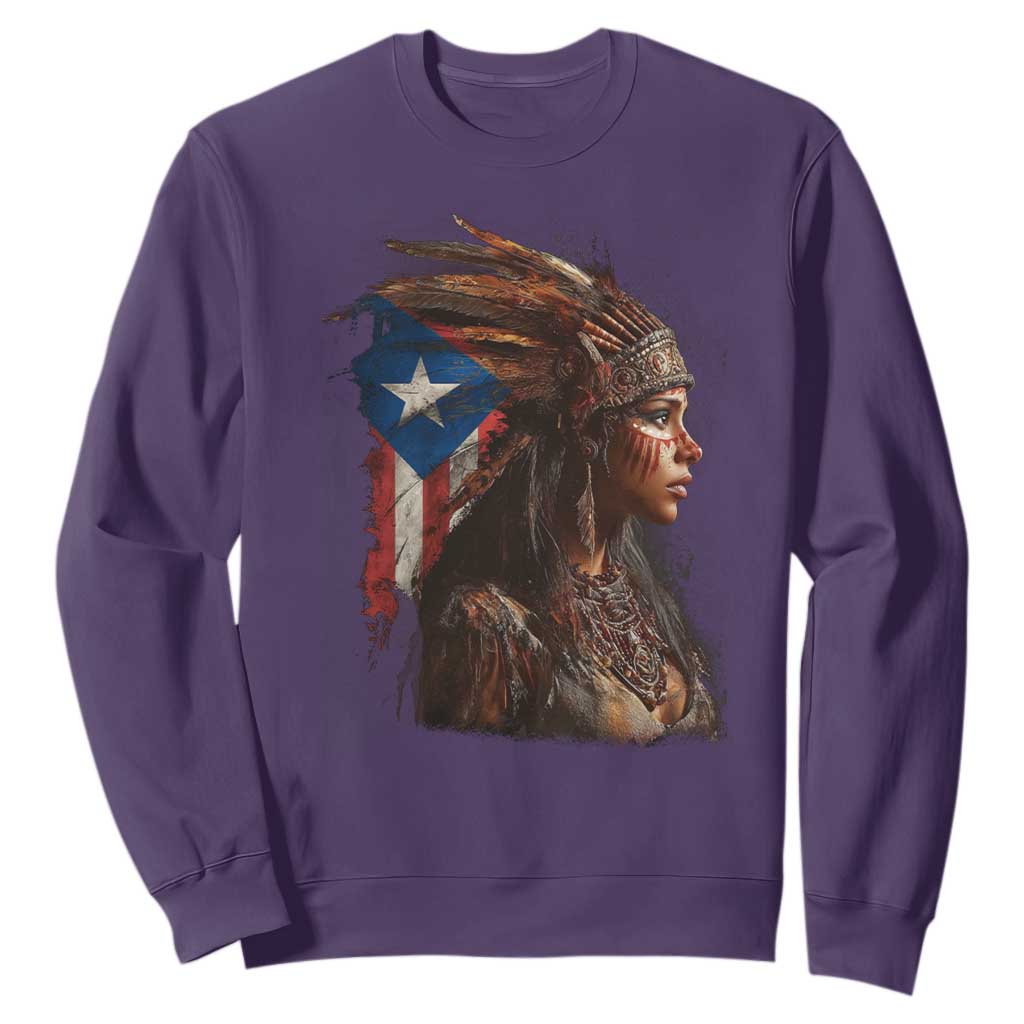 Puerto Rico Taino Warrior Woman Sweatshirt Boricua Pride TS10 Purple Print Your Wear