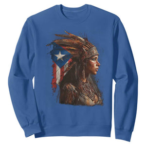 Puerto Rico Taino Warrior Woman Sweatshirt Boricua Pride TS10 Royal Blue Print Your Wear
