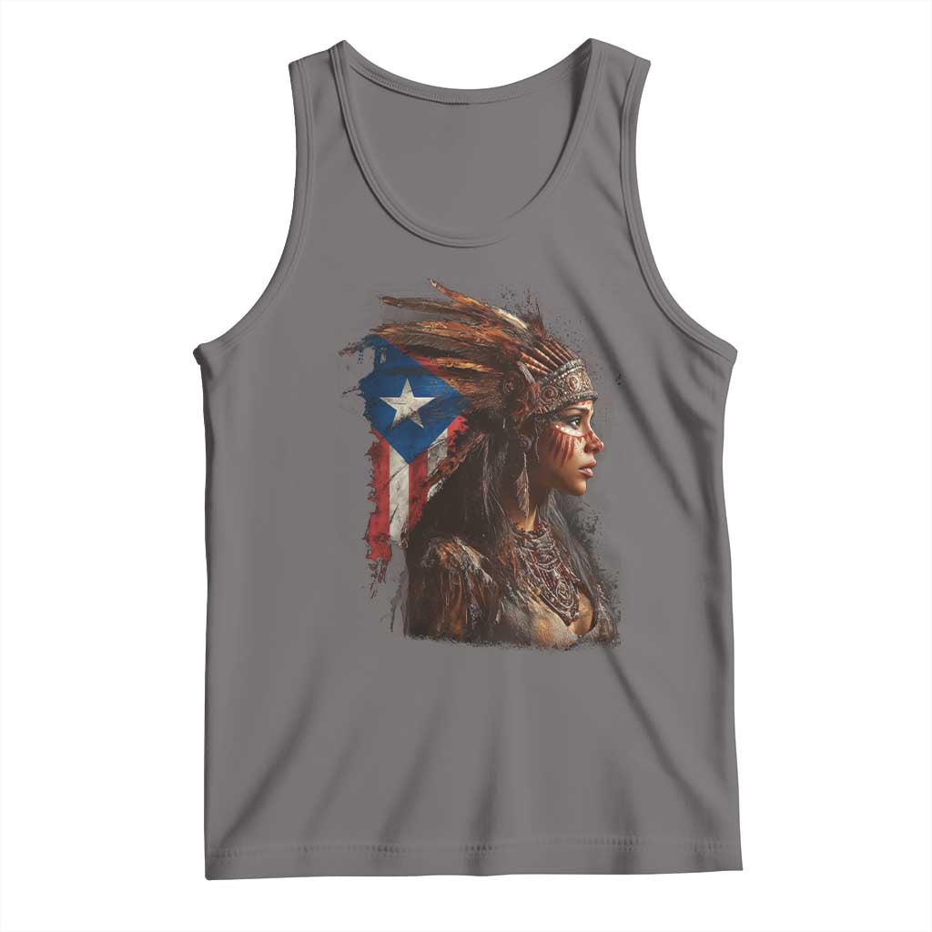 Puerto Rico Taino Warrior Woman Tank Top Boricua Pride TS10 Deep Heather Print Your Wear