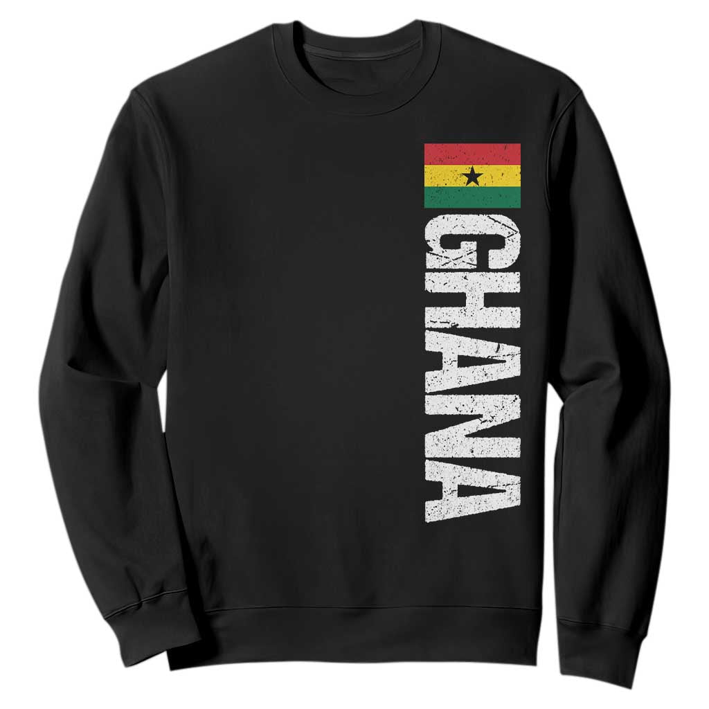Distressed Ghana Flag Sweatshirt Vintage Ghanese Flag Africa Ghanaian Heritage TS10 Black Print Your Wear