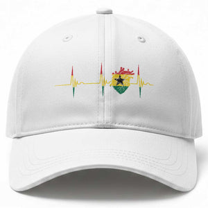 Heart Ghana Flag Baseball Cap Heartbeat EKG Pulse Proud Ghanaian TS10 Print Your Wear
