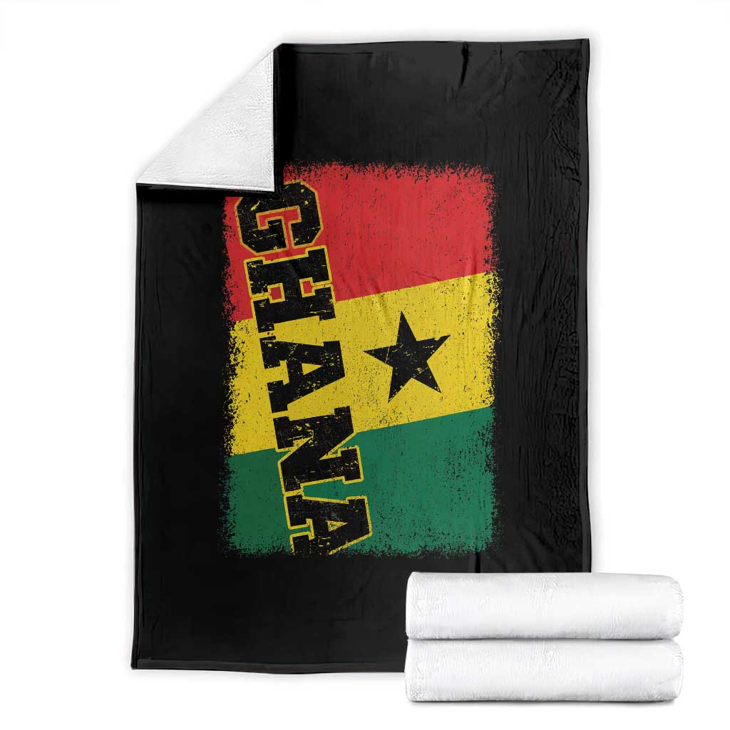 Vintage Distressed Ghana Flag Throw Blanket Ghanaian Heritage Africa Ghanese Roots TS10 Black Print Your Wear