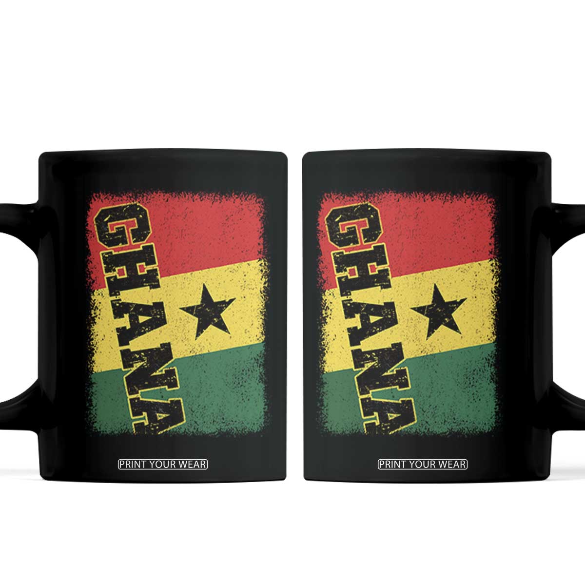 Vintage Distressed Ghana Flag Coffee Mug Ghanaian Heritage Africa Ghanese Roots TS10 Black Print Your Wear