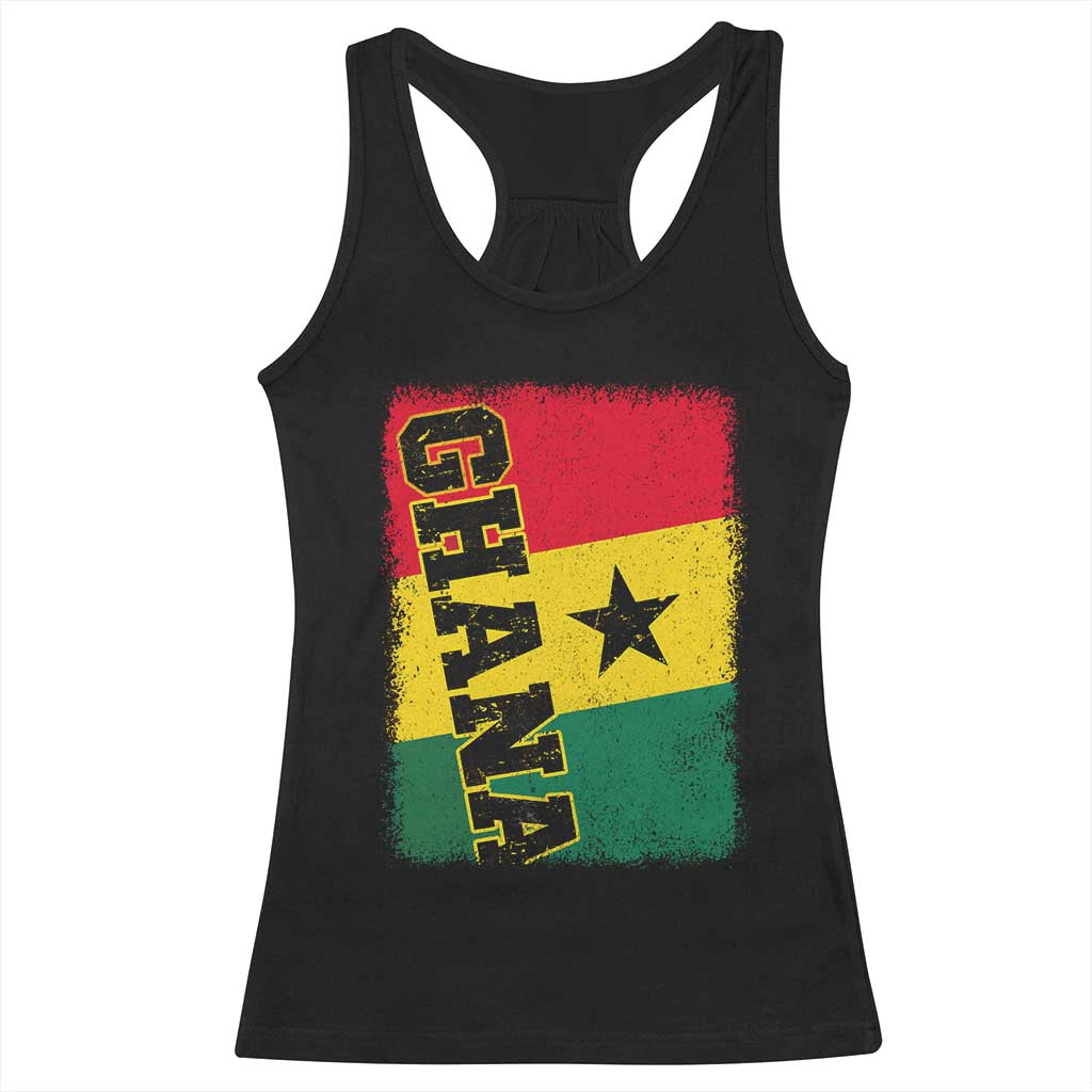 Vintage Distressed Ghana Flag Racerback Tank Top Ghanaian Heritage Africa Ghanese Roots TS10 Black Print Your Wear