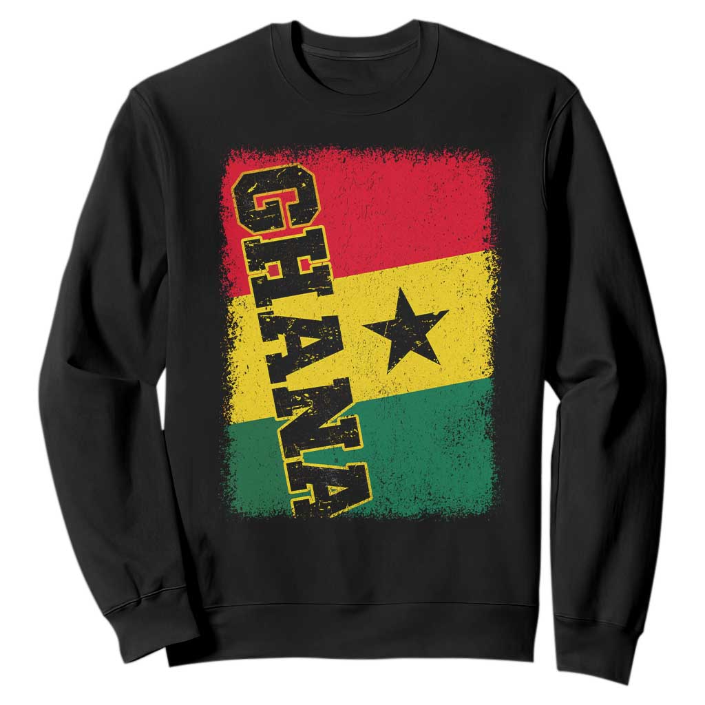 Vintage Distressed Ghana Flag Sweatshirt Ghanaian Heritage Africa Ghanese Roots TS10 Black Print Your Wear