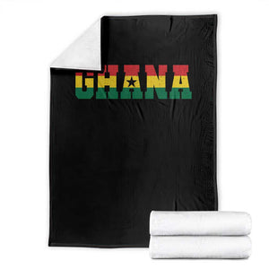 Ghana Flag Throw Blanket Varsity Lettering Design Ghanaian Pride Heritage Graphic TS10 Black Print Your Wear