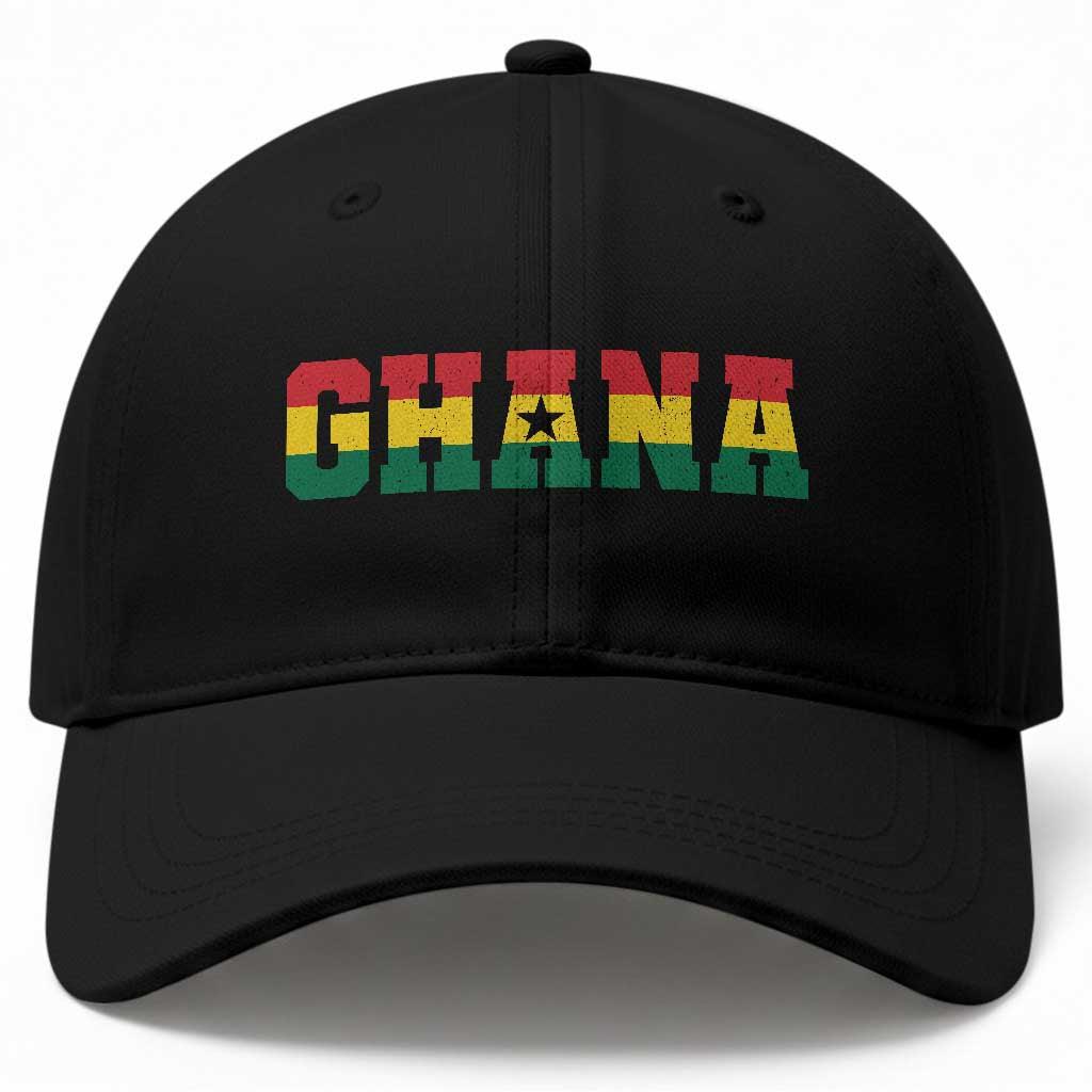 Ghana Flag Baseball Cap Varsity Lettering Design Ghanaian Pride Heritage Graphic TS10 Print Your Wear