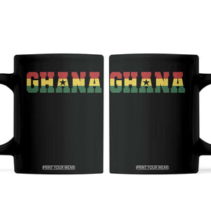 Ghana Flag Coffee Mug Varsity Lettering Design Ghanaian Pride Heritage Graphic TS10 Black Print Your Wear