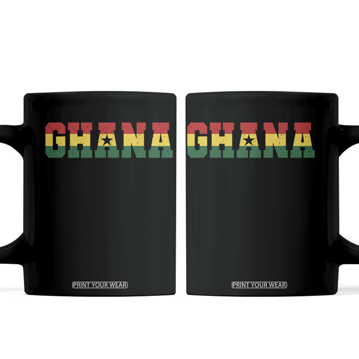 Ghana Flag Coffee Mug Varsity Lettering Design Ghanaian Pride Heritage Graphic TS10 Black Print Your Wear