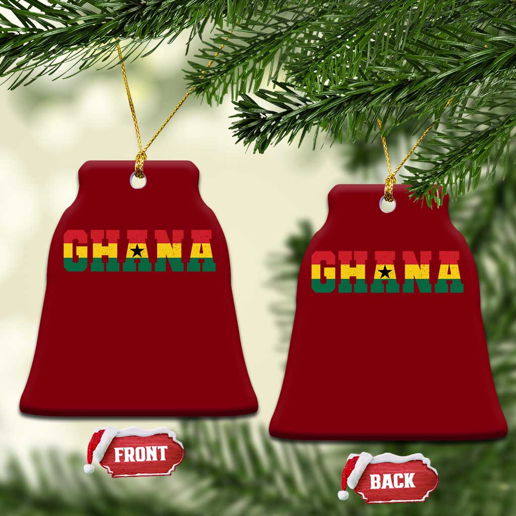 Ghana Flag Ceramic Ornament Varsity Lettering Design Ghanaian Pride Heritage Graphic TS10 Print Your Wear