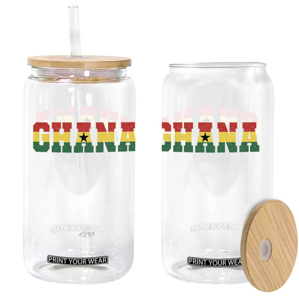 Ghana Flag Glass Can Varsity Lettering Design Ghanaian Pride Heritage Graphic TS10 Print Your Wear