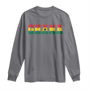Ghana Flag Long Sleeve Shirt Varsity Lettering Design Ghanaian Pride Heritage Graphic TS10 Charcoal Print Your Wear
