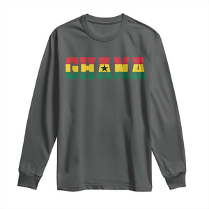 Ghana Flag Long Sleeve Shirt Varsity Lettering Design Ghanaian Pride Heritage Graphic TS10 Dark Heather Print Your Wear